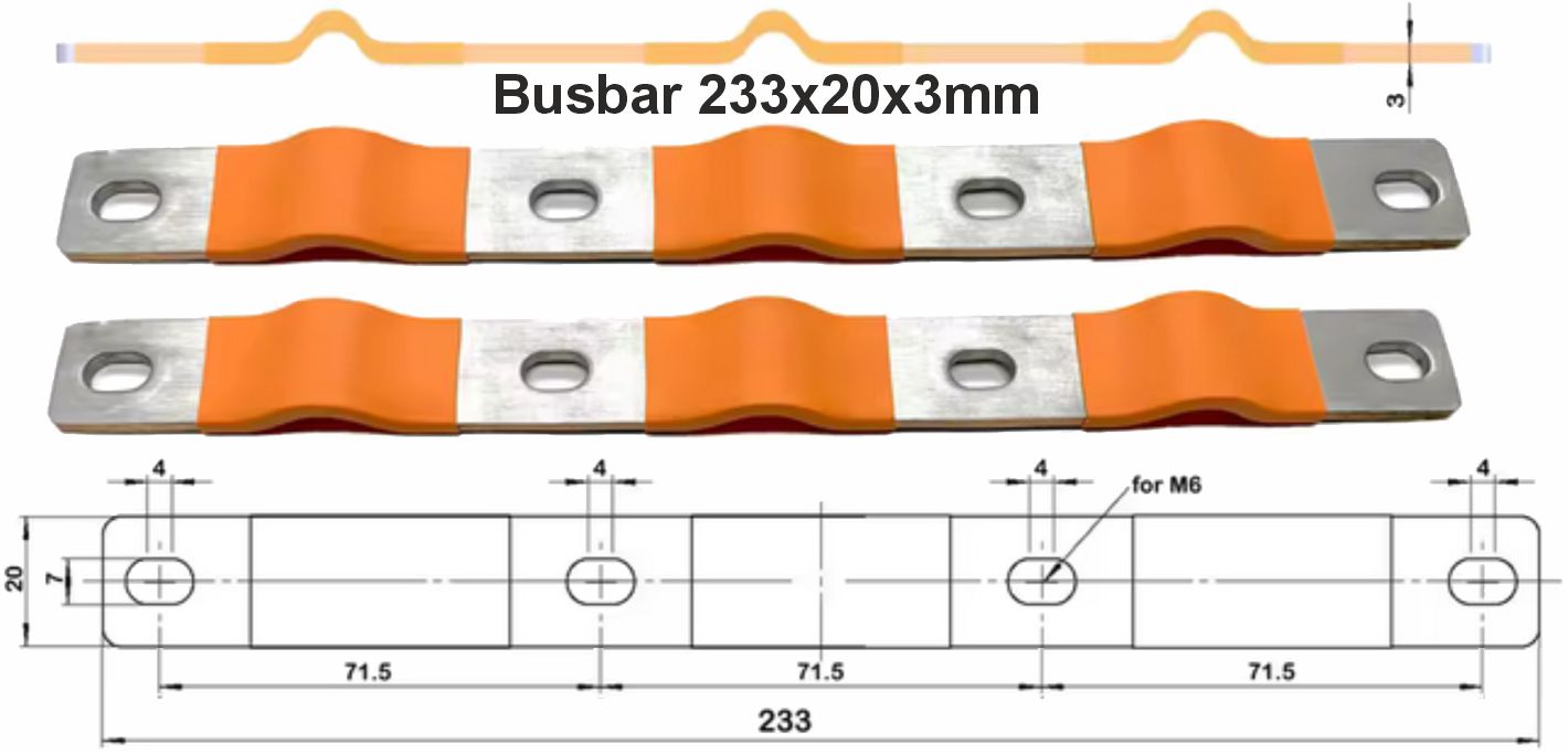 Busbar 233x20x3mm